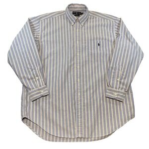 Ralph Lauren Big Shirt Blue Striped Long Sleeve Woven Button Down Men's Large